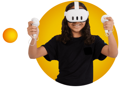 Image of child using Transfr VR headset for learning