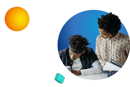 Image of a parent and son reviewing homework